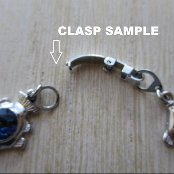 🆕 Blue Abalone Paua Shell Tropical Fish Charm Silver Tone Bracelet - Picture 8 of 8